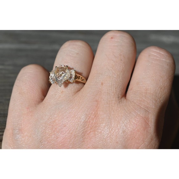 Art Deco Ring Raw Diamond Ring Rough Diamond Ring promise anniversary gi… - Picture 5 of 6